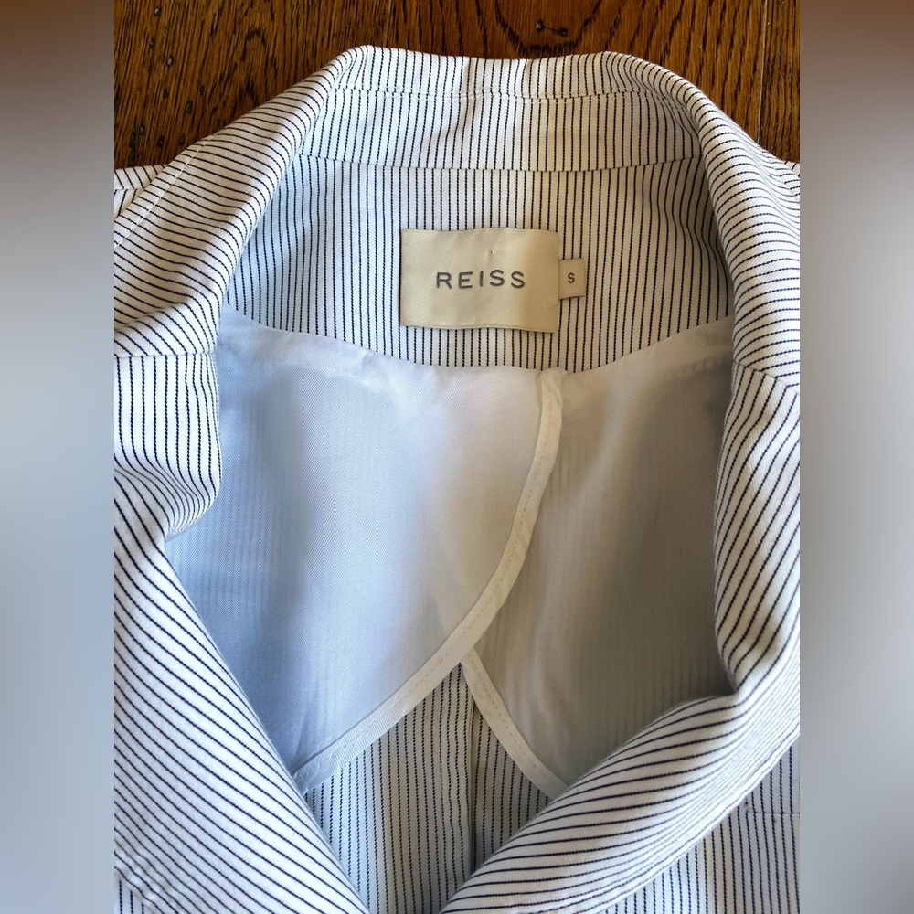 Reiss Black and White Striped Blazer, Size Small
